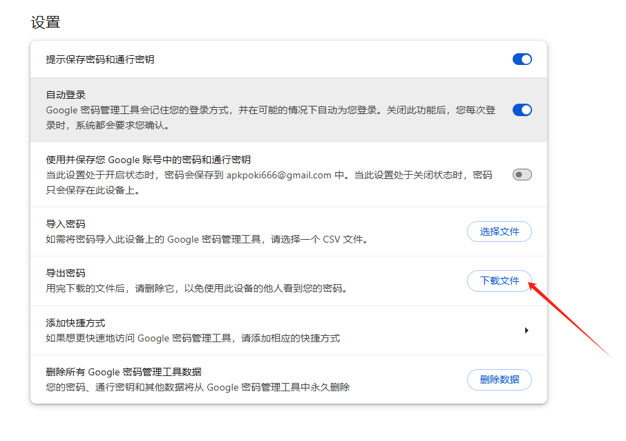 谷歌浏览器的密码导出功能5