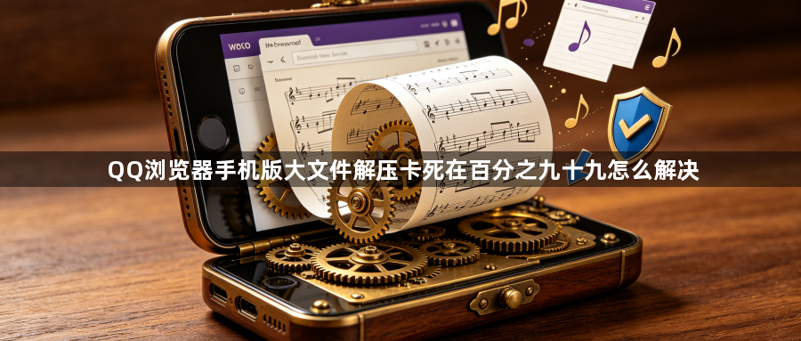 QQ浏览器手机版大文件解压卡死在百分之九十九怎么解决1