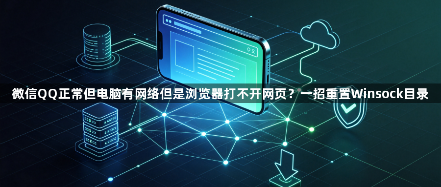 微信QQ正常但电脑有网络但是浏览器打不开网页？一招重置Winsock目录1